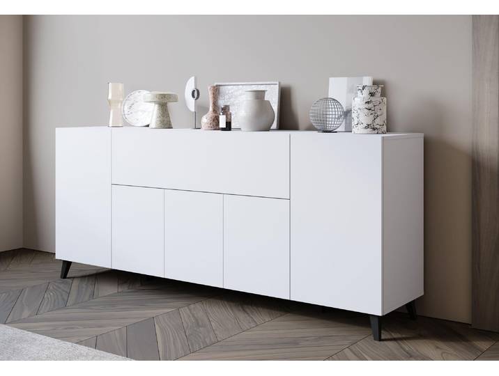Commode DARION avec de nombreuses étagères - blanche