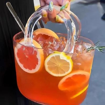 Uplifted Goods Elegant Clear Glass Fruit Wine Cup With Modern Handheld Design 77.7oz 11.02 X 7.68in