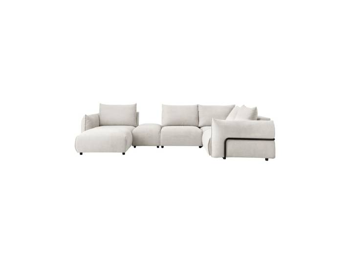 Canapé panoramique tissu méridienne gauche beige