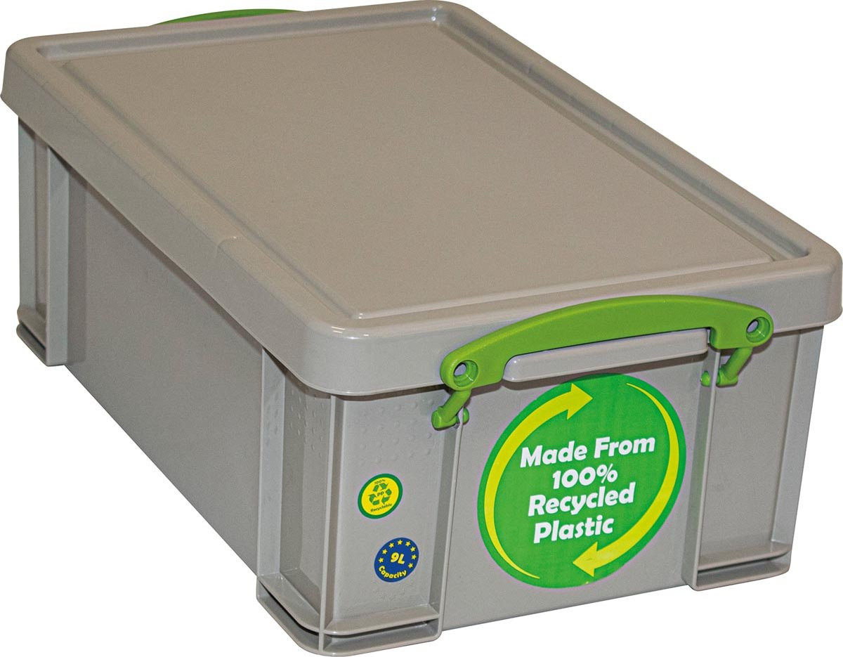 Really Useful Box opbergdoos 9 liter grijs met deksel en stapelbaar