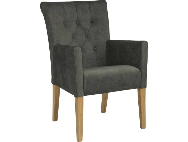 Esszimmerstuhl HOME AFFAIRE King , grün (waldgrün, natur), B:60cm H:92cm T:65cm, Polyester, Stühle, Esszimmerstuhl, Armlehnstuhl mit Knopfheftung, Polsterstuhl