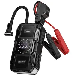 Hoco Powerbank 8000 mAh, 2,4 A, 18 W mit Starthilfefunktion für das Auto und Luftpumpe QS6, schwarz (8000 mAh, 18 W, 29.60 Wh), Powerbank, Schwarz