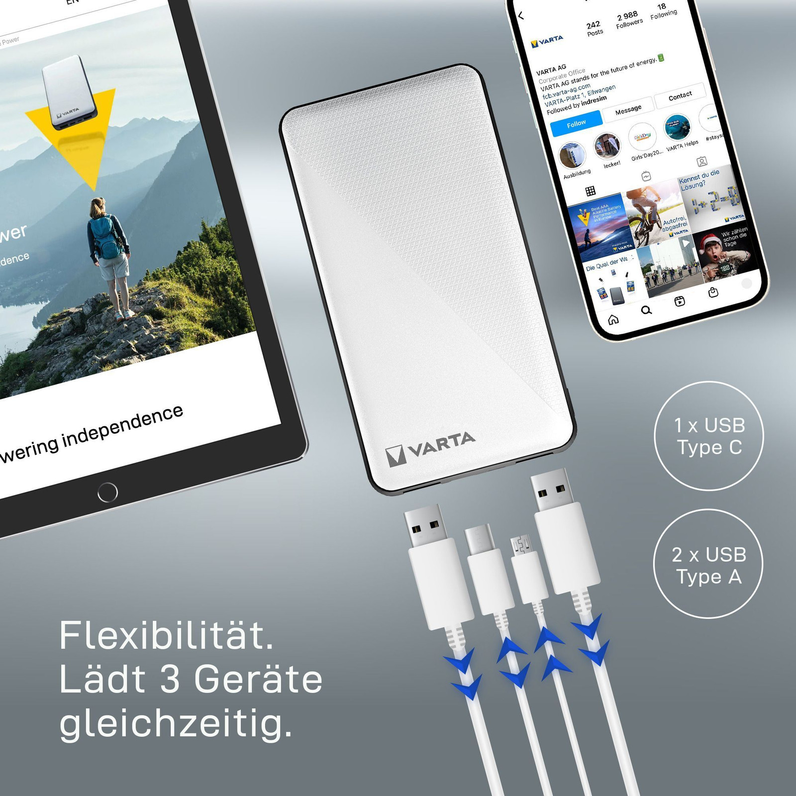 Varta Powerbank 10000 mAh inclusief Micro USB-kabel