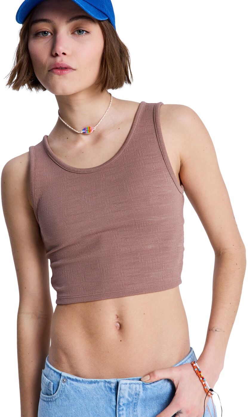 Crop-Top ROXY "Good Keepsake", Damen, Gr. S, braunie, Obermaterial:97% Polyester, 3% Elasthan., Tops Crop-Top