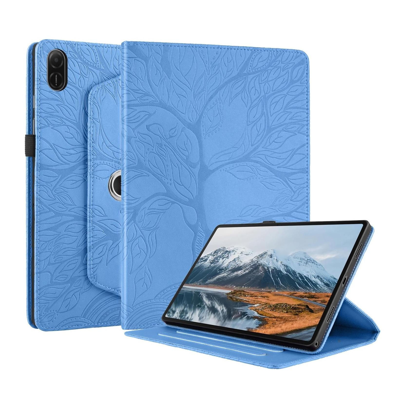 Für Honor Pad X8a 11 Zoll 360 Grad Rotation Baum Muster Kunstleder Hülle Tasche Blau