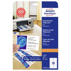 Avery-Zweckform C32010-25 Bedruckbare Visitenkarten, microperforiert 85 x 54 mm Weiß 250 St. Papierformat: DIN A4