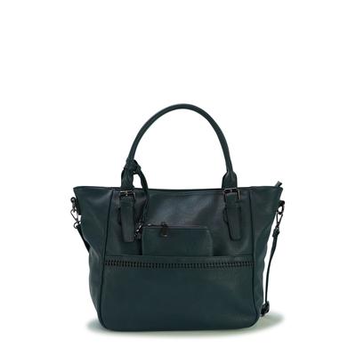 Henkeltasche HARPA, Damen, Gr. B/H/T: 15cm x 31cm x 44cm, grün (dunkelblau), Lederimitat, unifarben, Taschen, mit abnehmbarem Kosmetiktäschchen