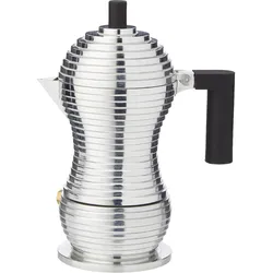 Alessi Kaffeekanne, Espressokocher, Silber, Schwarz