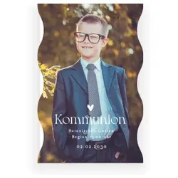 Kommunion Karten mit eigenen Fotos gestalten im Design "Einladungskarte Kommunion: Wellenform mit Foto" - Musterkarte - Karten einfach online bei wunderkarten gestalten und bestellen