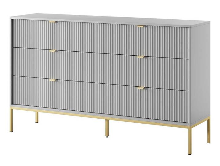 Compleo Kommode mit sechs Schubladen, Kommode mit Gold Griffe, Breite: 154 cm