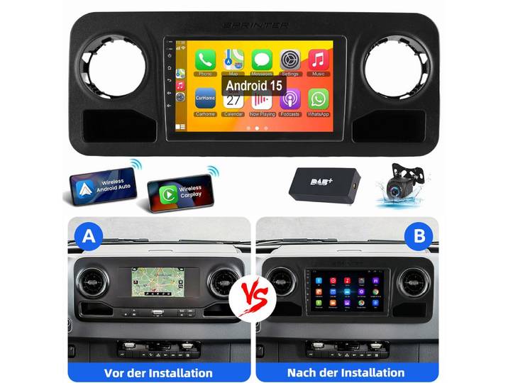 ESSGOO 10,1 Für Mercedes Benz Sprinter W907 2018-2023 GPS WIFI BT EQ Autoradio (RDS, Digitalradio (DAB), FM, Carplay Android Auto GPS Navi WIFI BT EQ)