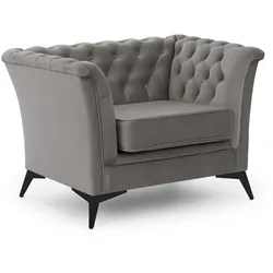 CHESTERFIELD-SESSEL Whitby Grau Samt mit schwarzen Füßen