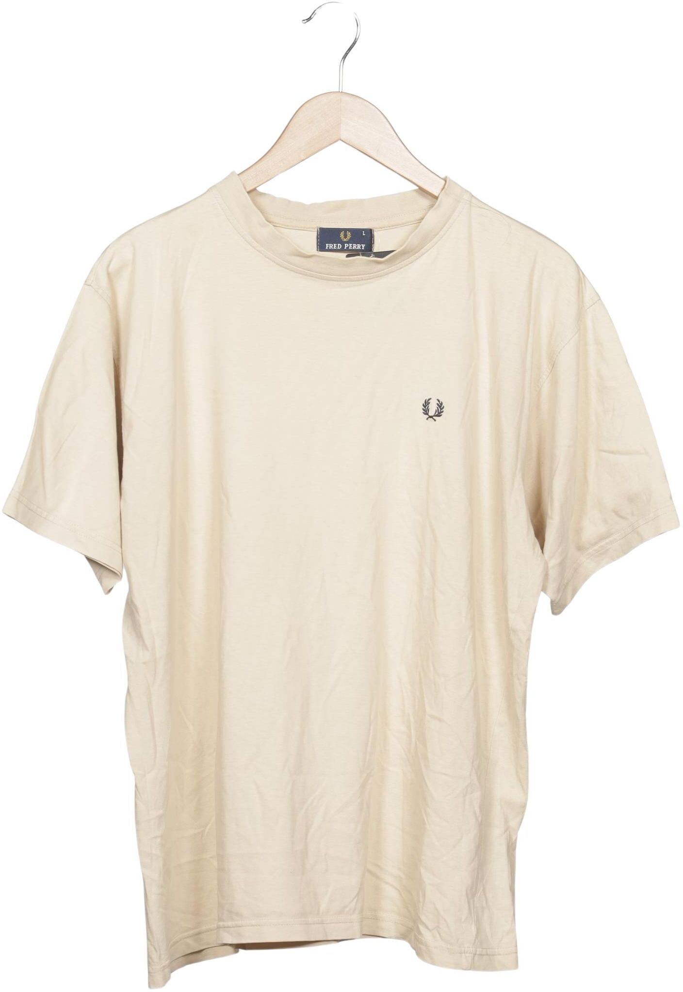 Fred Perry Herren T-Shirt, Beige, Gr. L, Baumwolle - Second Hand