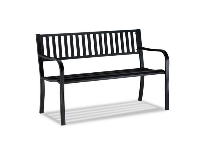 Relaxdays Banc de jardin 2 places confortable balcon et terrasse métal robuste HLP 82 x 127 5 x 59 5 cm noir