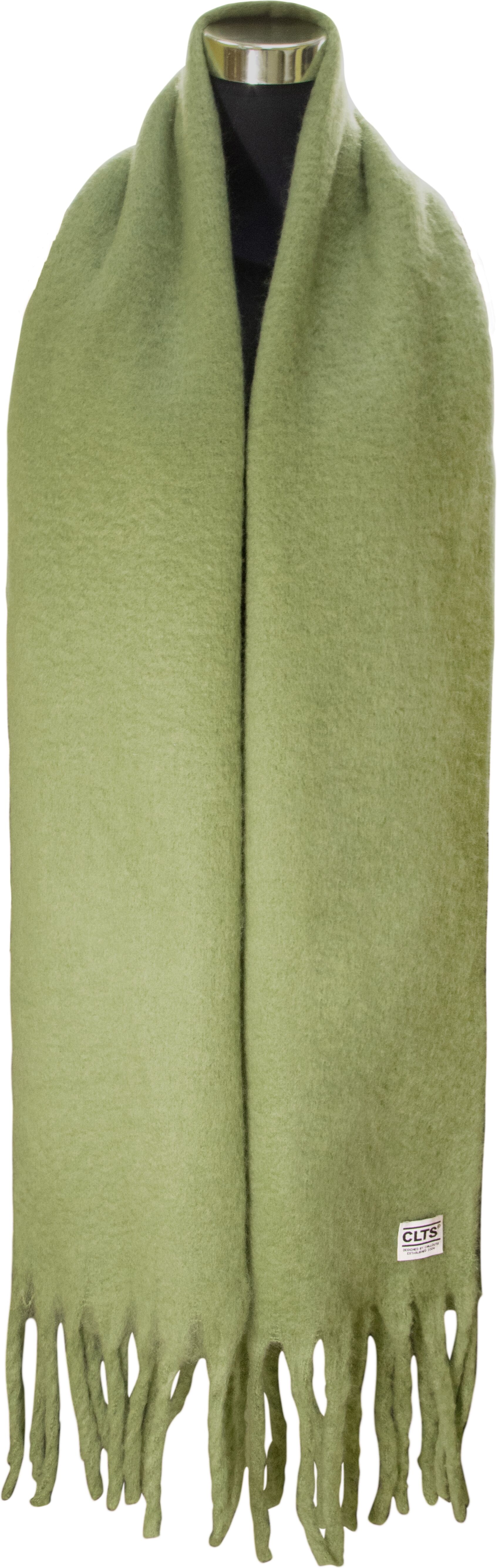XXL-Schal CHILLOUTS "Govinda Scarf", Damen, grün, Feinstrick, Kunstfaser, unifarben, Modetücher XXL-Schal, mit eleganten Fransen grün Einheitsgröße