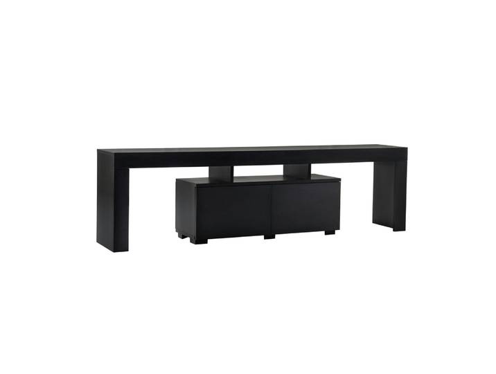 Meuble tv moderne 180 cm 2 portes décor bois noir