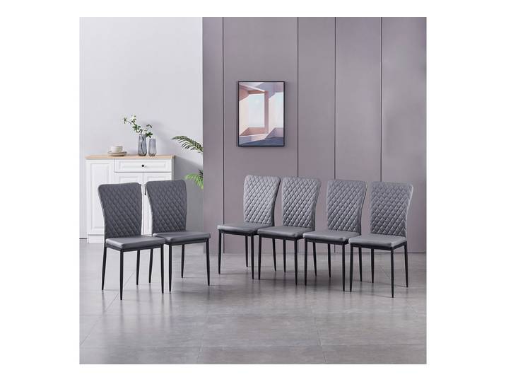 JYMTOM Esszimmerstuhl Samt/Kunstleder, hoher Lehne, Metallgestell, 4/6er-Set (6 St), Kunstleder, Gitter-Design, für Wohnzimmer, Büro, Klassenzimmer