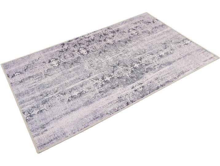 Badematte WECON HOME Sydney , blau (grau, silberfarben), H:6mm, Polyester, Badematten, Badematte, Vintage Orient Stil, Badezimmerteppich, waschbar