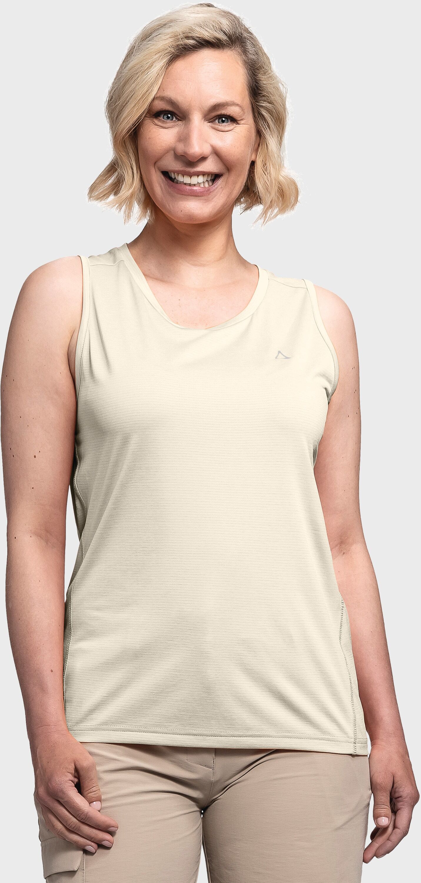 Funktionsshirt SCHÖFFEL "CIRC Top Tauron L", Damen, Gr. 46, weiss (1140, weiß), Oberstoff: 100% Polyester, Rundhals, Shirts Funktionsshirt 1140, weiß 46