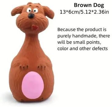 Inspired Living Squeaky Latex Animal Dog Chew Toy brown