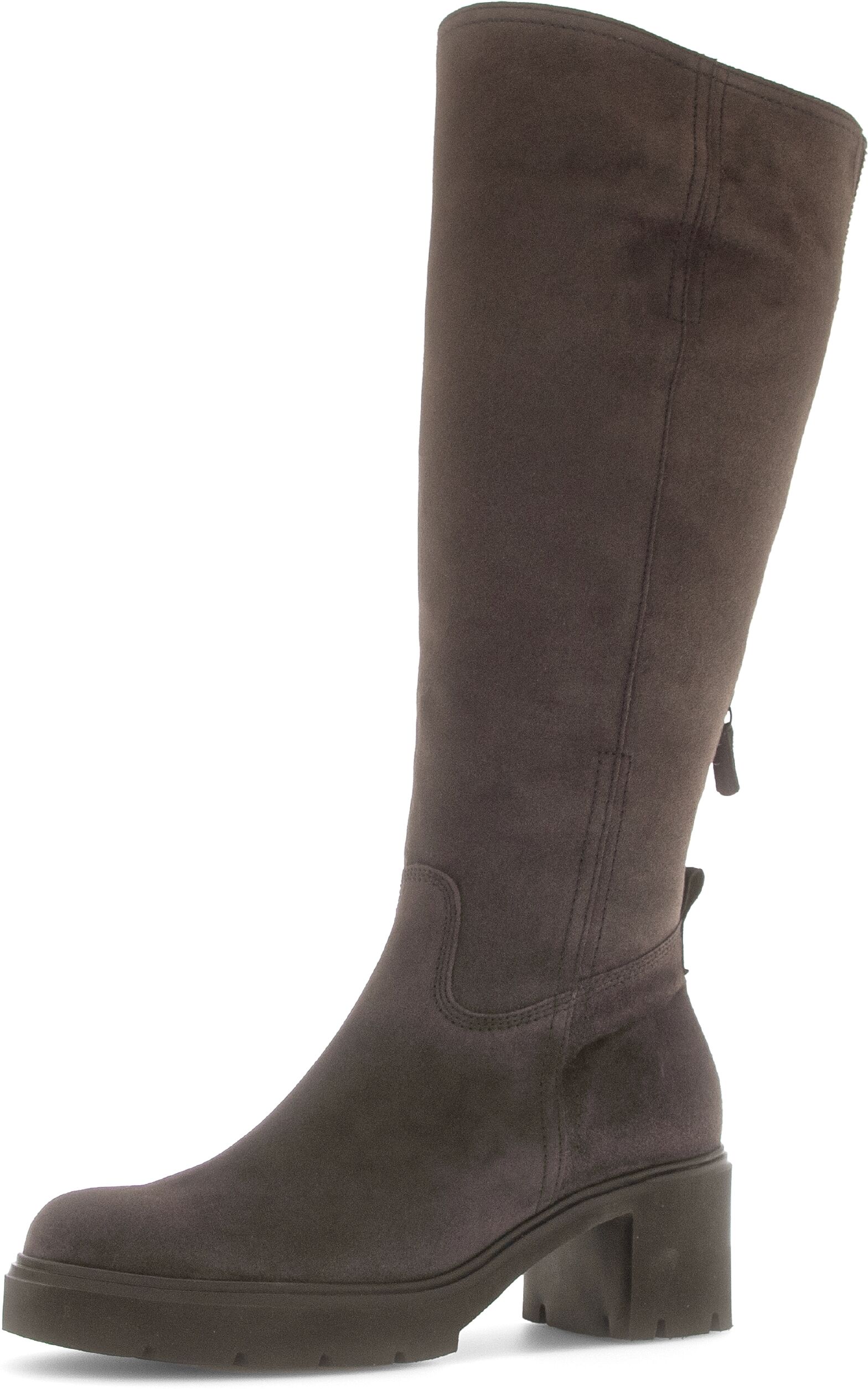 Winterstiefel GABOR, Damen, Gr. 42, Warmfutter, Normalschaft, braun (braun dunkel), Textil, Veloursleder, unifarben, Schuhe Winterstiefel, Blockabsatz, Langschaftstiefel in Bequemweite G (= weit) braun dunkel 42, Warmfutter, Normalschaft