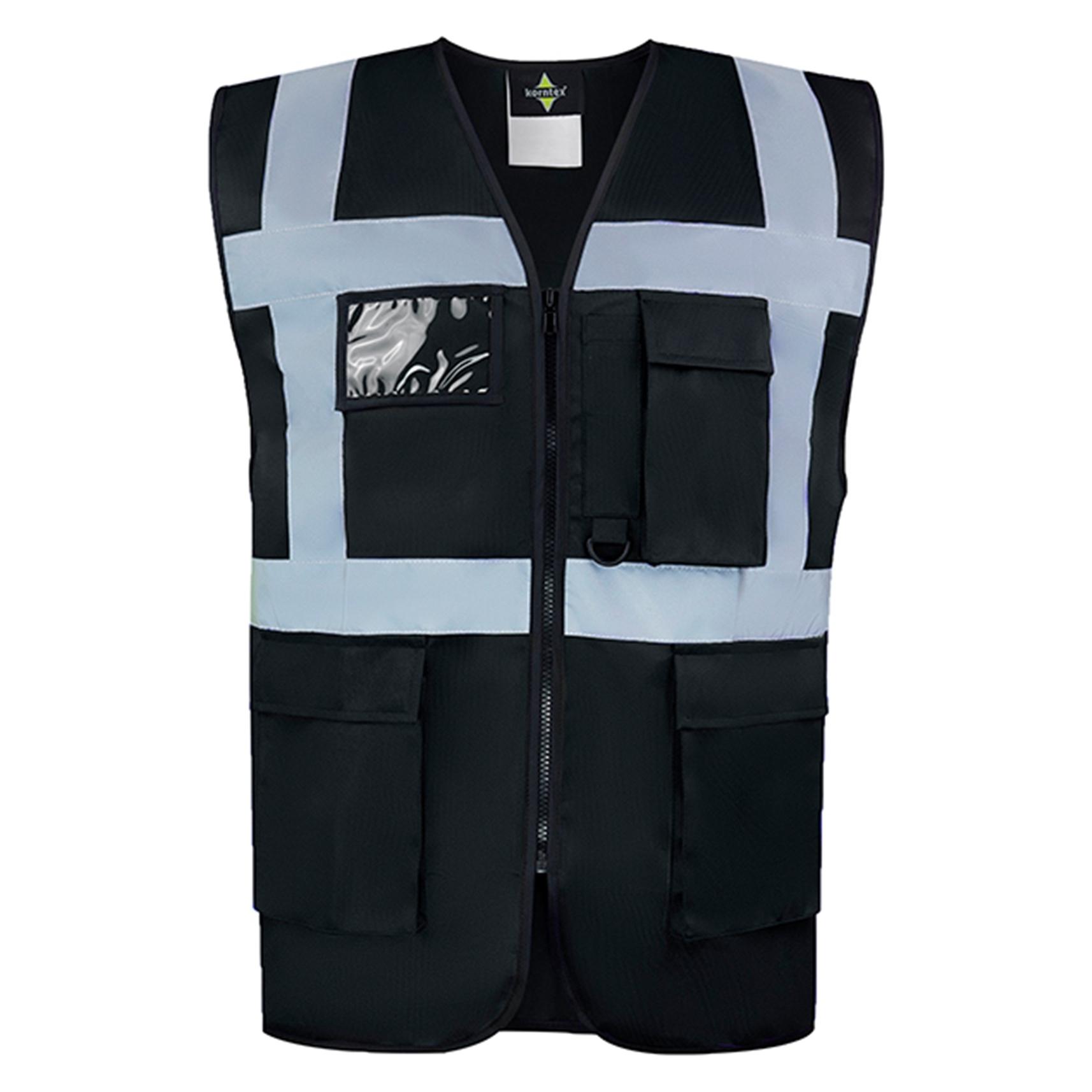 Korntex Warnweste Multifunktional Hamburg Schwarz mit 360° Sicherheit XXL EN ISO 17353 KXCMF (XXL) (KX226-BLACK)