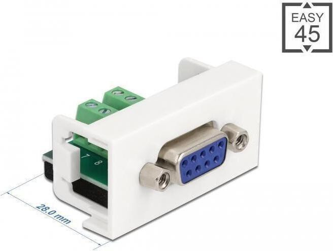 Delock Easy 45 module D-Sub 9-polige vrouwelijke connector naar 10-polige schroefklemmenblok VGA wit B: 45 mm, D: 22,5 mm
