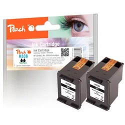 Peach Doppelpack Druckköpfe schwarz kompatibel zu HP No. 338*2, CB331E