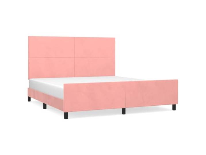 PUGYNBK Bettgestell aus Samt, Rosa, 180 x 200 cm Verstellbares Kopfteil, Holzleisten, stabile Beine, nur Gestell