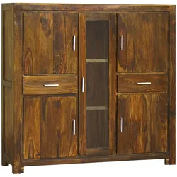 Highboard Sheesham 145x42x140 braun lackiert METRO LIFE #107