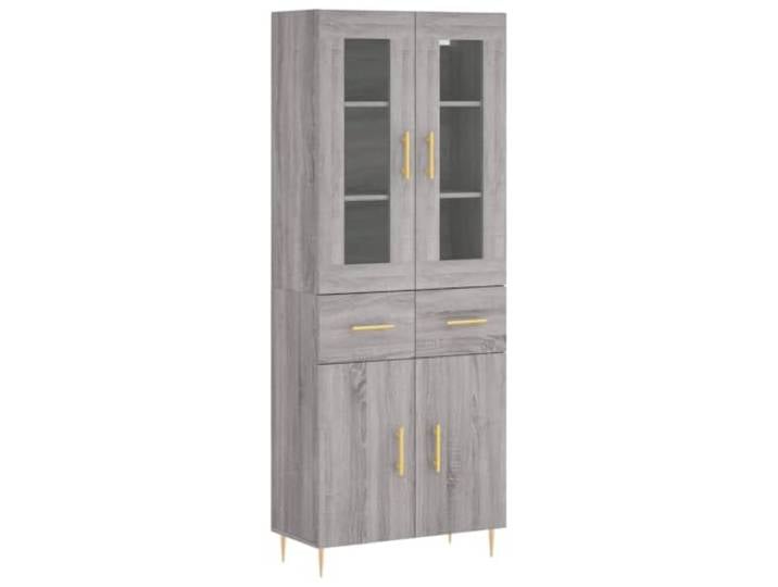 Highboard Grau Sonoma 69,5x34x180 cm Holzwerkstoff Stauraumschrank, Holzwerkstoff, Metallfüße, Grau, Sonoma, 69,5x34x180 cm, wandmontierbar
