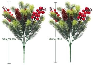 Inspired Living Festive Evergreen Holly & Pine Berry Holiday Table Decor Set Of 2 Artificial Christmas Greenery Picks green 2pcs