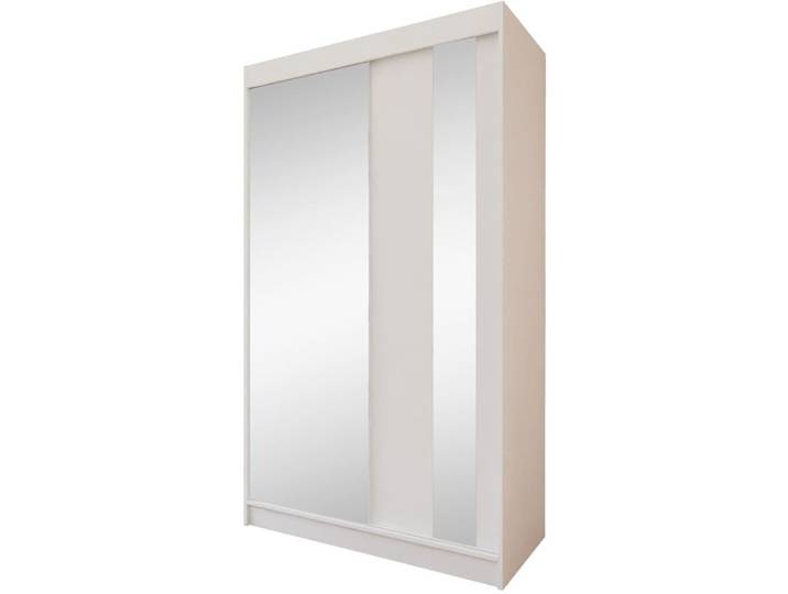Armoire coulissante miroir et tiroirs, 120x216, blanc