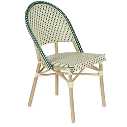 Oviala Business Terrassensessel aus Aluminium und grünem Rattan