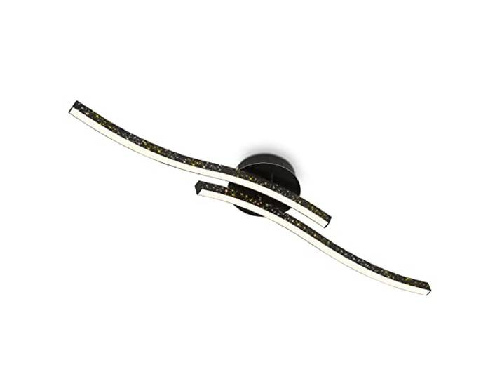 BRILONER Leuchten - LED Deckenleuchte mit Glitzereffekt, warmweiße Farbtemperatur, geschwungene Deckenlampe LED, Wohnzimmerlampe, Schwarz, 805x140x100 mm
