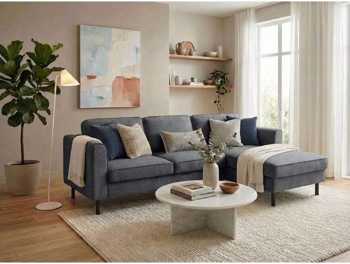 Ecksofa, 232x161 cm, Polyester, Anthrazit, Schlaffunktion & Bettkasten, Modern, Home-affaire