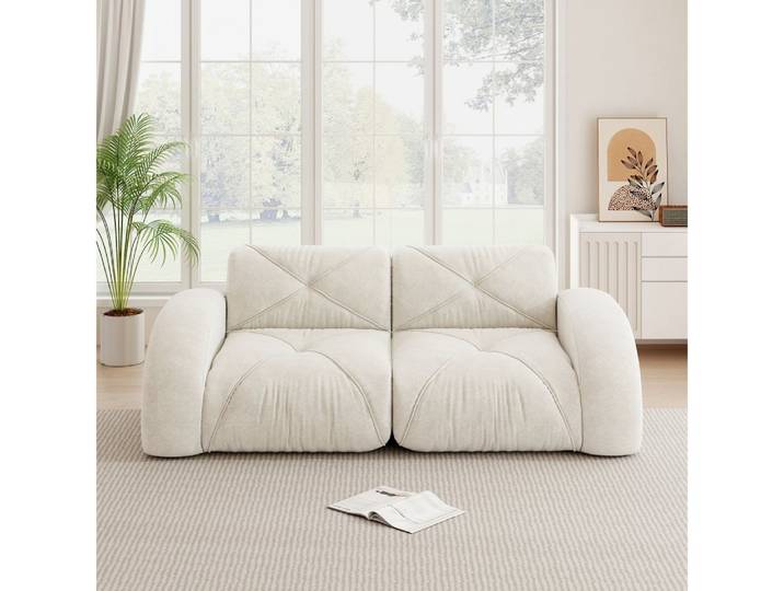 BBWL Sofa mit 32D-Schaumstoff, rahmenlosem Komfort und rutschfestem Design, Modulares 2-Sitzer Sofa aus Chenille