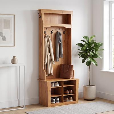 Garvee Hall Tree with Bench and Shoe Storage, 6-in-1 Entryway Bench with Coat Rack