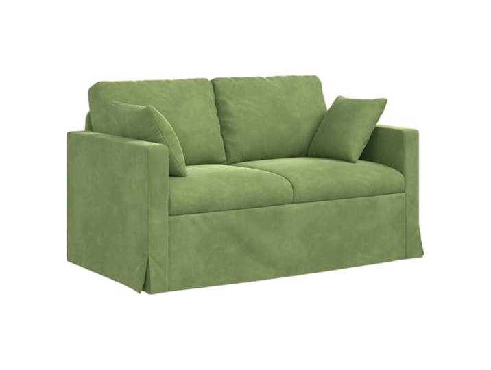 TEKGHUT Sofa Hellgrün 138 x 78 x 80 cm Samt Metallrahmen, Holzarmlehnen, Plastikfüße, abwischbar mit trockenem Tuch, Wohnzimmer und Schlafzimmer