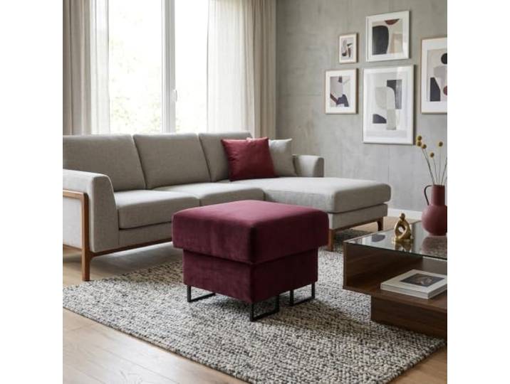 Family Meble Polsterhocker Savio Royal Aura – Fußhocker mit Stoff-Bezug und Stauraum – Bordeaux · Aura 6