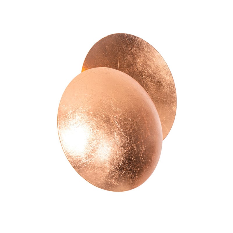 Qazqa Moderne Wandlamp Koper Rond met Up and Down Effect en Dimbare Optie