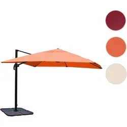 Ampelschirm HWC-A96, Gastronomie Sonnenschirm, 3x3m (Ø4,24m) Polyester/Alu 23kg ~ terracotta mit Ständer