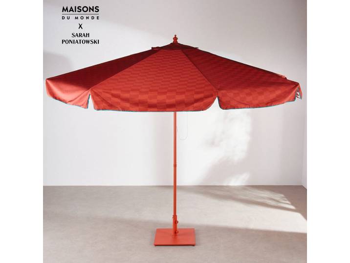 Sonnenschirm aus Aluminium mit Bezug aus rostfarbenem Recycling-Polyestergewebe, Durchmesser 295 cm (Ständer separat erhältlich)