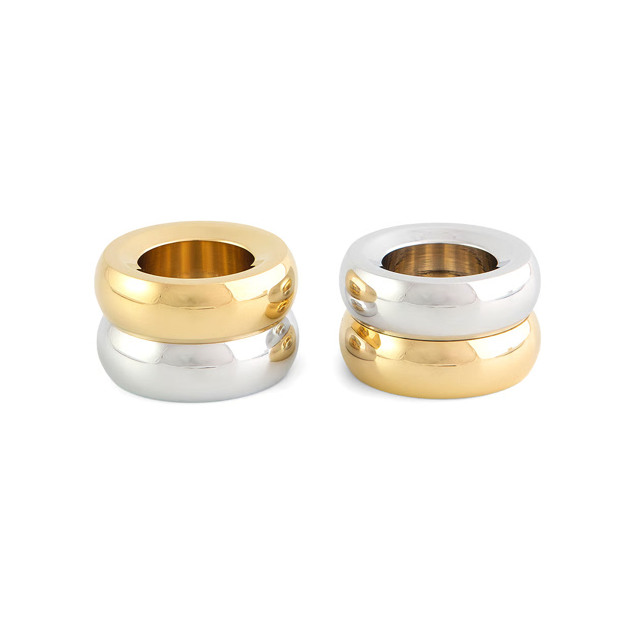 KLONG Marriage Duo kaarsenhouder 2-delig Messing-zilver