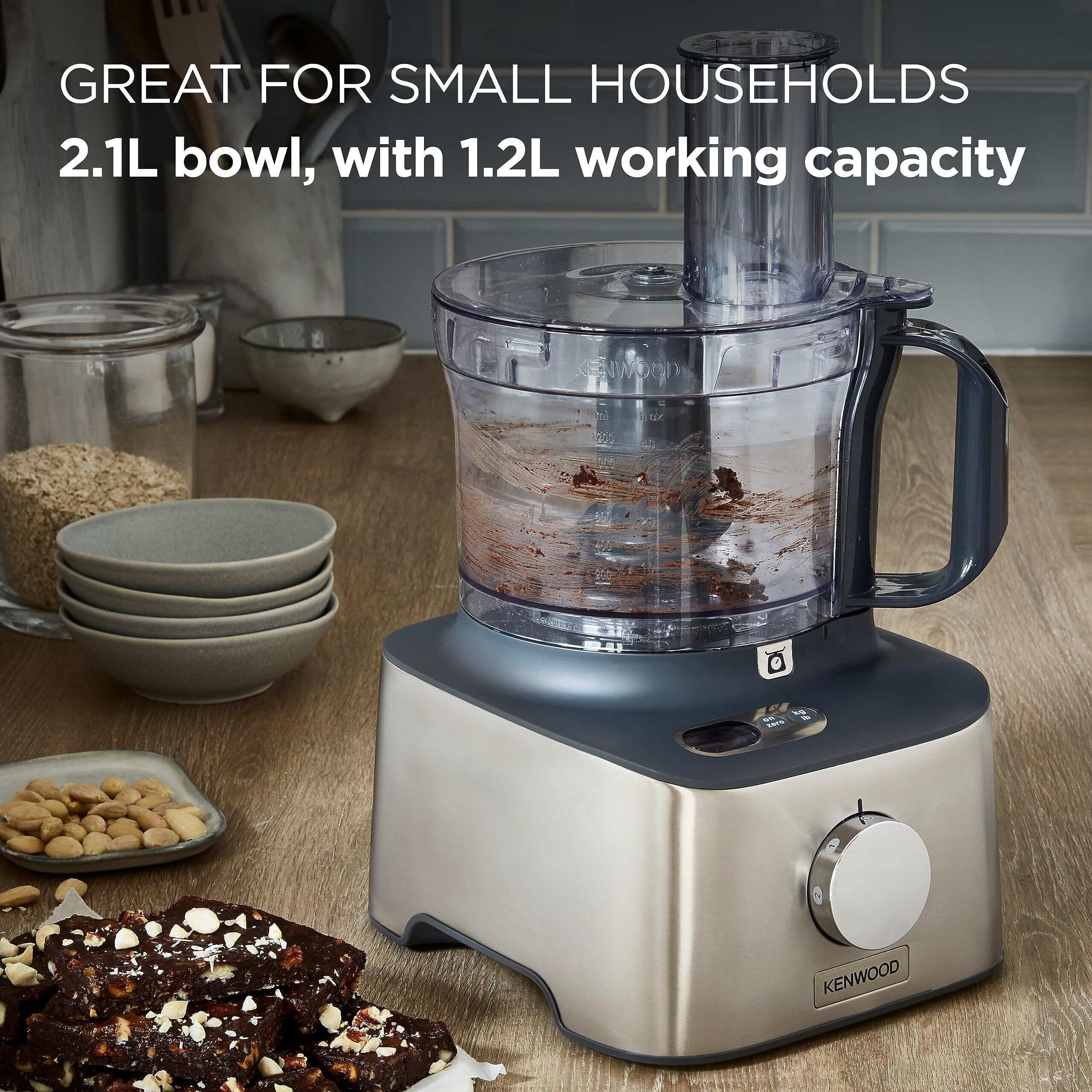 Kenwood Multipro Compact+ FDM312 SS 5-in-1 Compact Food Processor with Digital Weighing 800W 2.1L - Stainless Steel