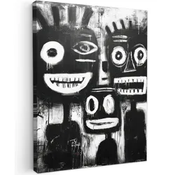 LEINWANDBILD Malerei - Figuren - Schwarz - Abstrakt Room Decor 30x40 cm