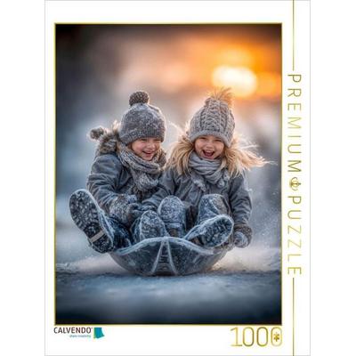 CALVENDO Puzzle Gemeinsam rodeln - Spaß pur | 1000 Teile Lege-Größe 64x48cm Foto-Puzzle für glückliche Stunden, Sonstige von , Calvendo Puzzle