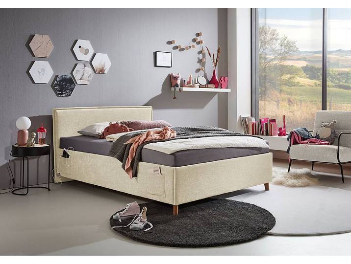 Lit rembourré 140 x 200cm Sans sommier Beige