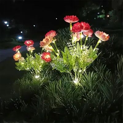 Rare Purchases Solar Garden Light Snow Lotus Flower, Solar Lights Outdoor Lighting, Lawn Lamp For Patio Yard Flower Party Lamp 7 Head pink