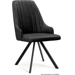ESSZIMMERSTUHL drehbar (4er-Set) Devyn 52x91x60 Schwarz/Anthrazit